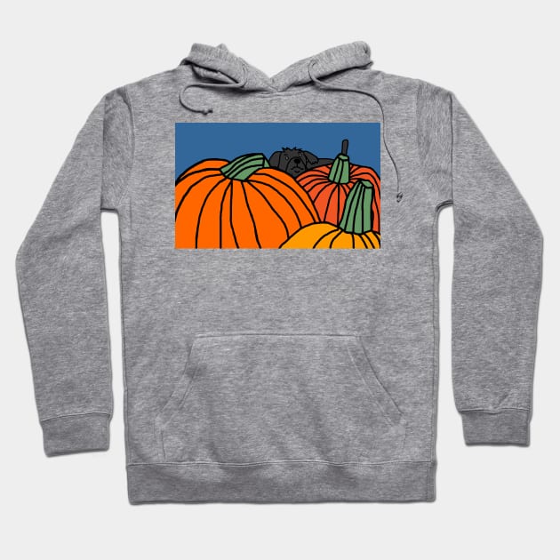 Cute Dog waiting in the Halloween Pumpkin Patch Hoodie by ellenhenryart